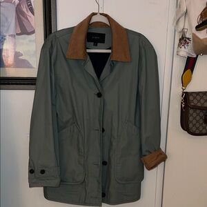 J. Crew Vintage Barn Coat in Sage with Tan Details